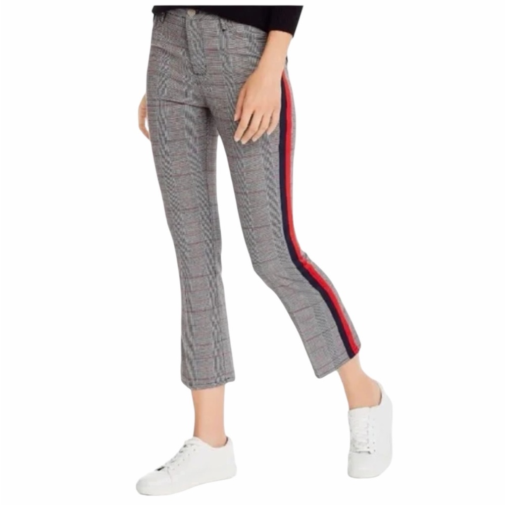 Aqua Plaid Flare Pants with Red/Blue Side Stripes 29